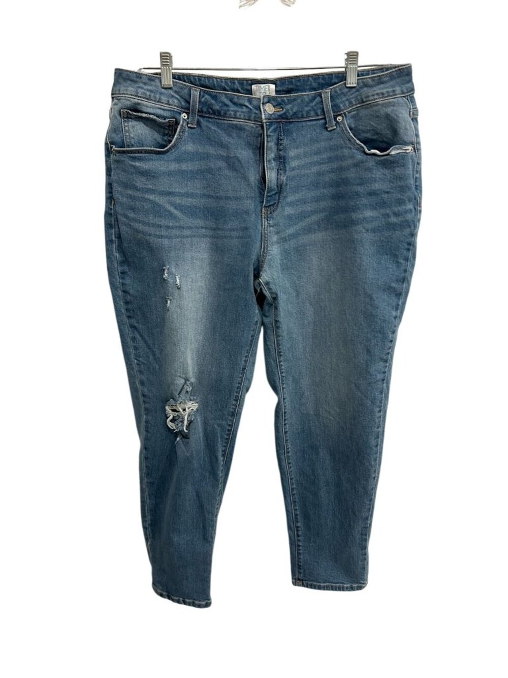 Time And Tru 18 Regular Distressed Blue Denim Jeans Light Wash Grungecore